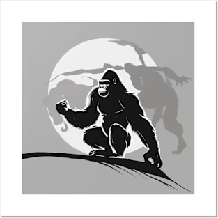 Gorilla Shadow Silhouette Anime Style Collection No. 160 Posters and Art